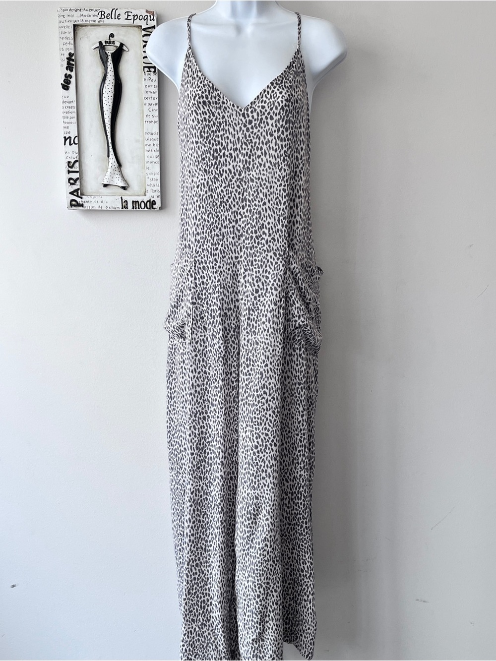NEW By Together Boho Leopard Print Rayon Wide Leg Jumpsuit Size S